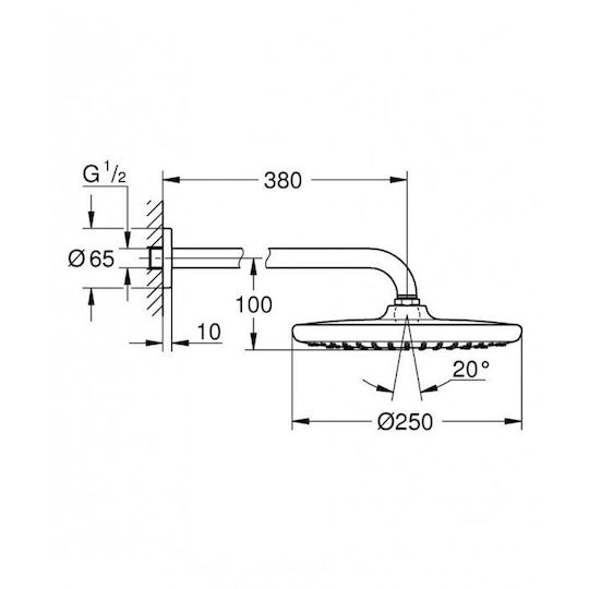 Grohe Tempesta Кръгла Капаче за душ 25см