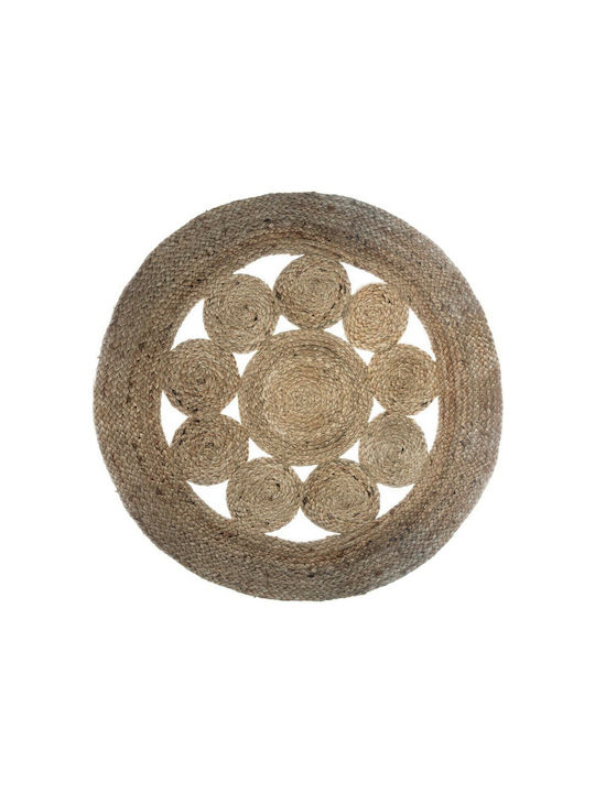Atmosphera Outdoor Living Room Rug Round Made of Natural Jute Diameter 80cm