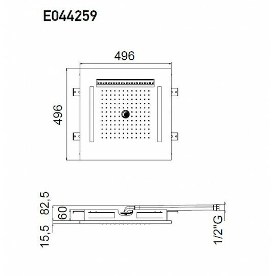 Almar Easy Light Temptation Τετράγωνη Κεφαλή Ντουζ 30x30cm Black Matt