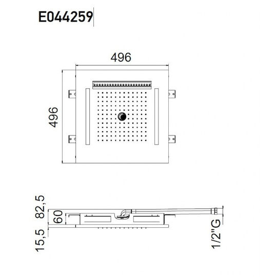 Almar Easy Light Temptation Квадратен Капаче за душ 30x30см Черно матирано