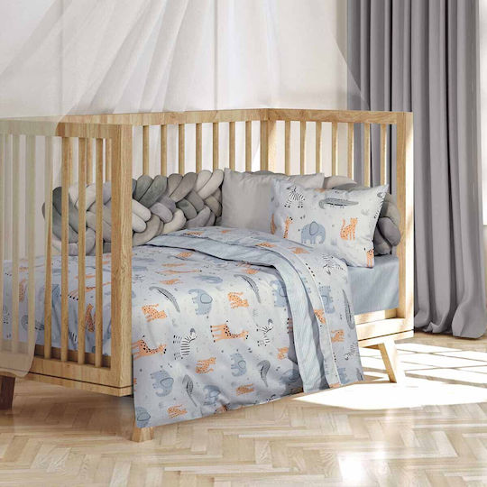 Alouette Jungle Animals Grey Baby Sheets 130x170cm