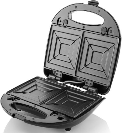Hyundai Sandwich Maker with Non-Stick Removable Grids for 2 Sandwiches 700W Black