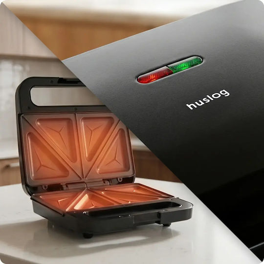 Huslog Τοστιέρα Γκριλιέρα 800W Μαύρη