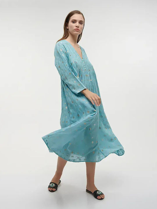 Summer Midi Evening Dress Light Blue