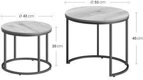 Set Zigon Rotund Din Lemn Marmură Picioare Negre 2 Buc M65xL65cm