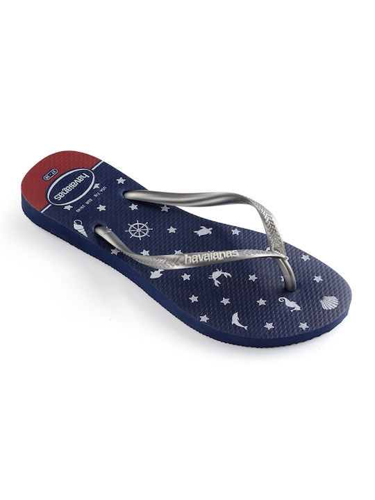 Slim Nautical Women's Flip Flops Silver