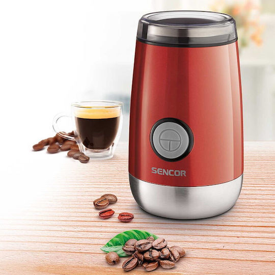 Sencor Electric Coffee Grinder 150W with 60g Capacity Red