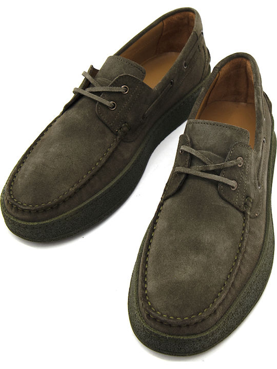 Suede Ανδρικά Boat Shoes σε Πράσινο Χρώμα
