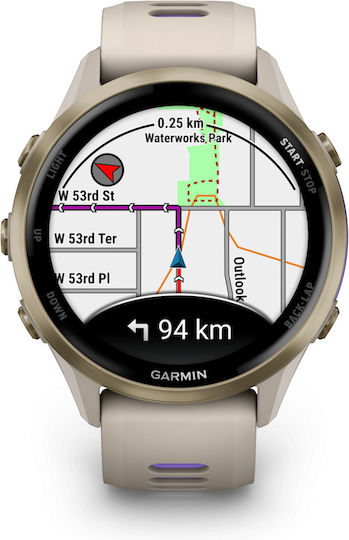 Garmin Forerunner 970 Titanium 47mm Waterproof Smartwatch with Heart Rate Monitor (Soft Gold Titanium with French Gray and Translucent Indigo)