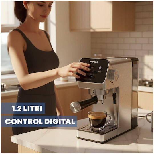 Daewoo Espresso Machine 1350W 20bar Pressure Gray DCME1350