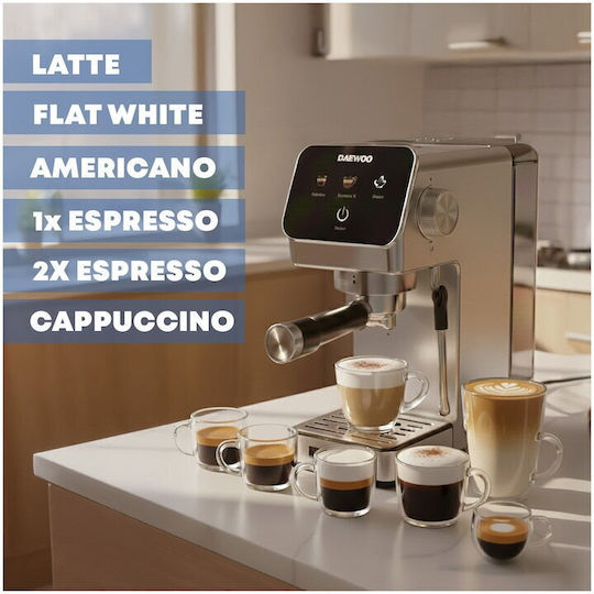 Daewoo Espresso Machine 1350W 20bar Pressure Gray DCME1350