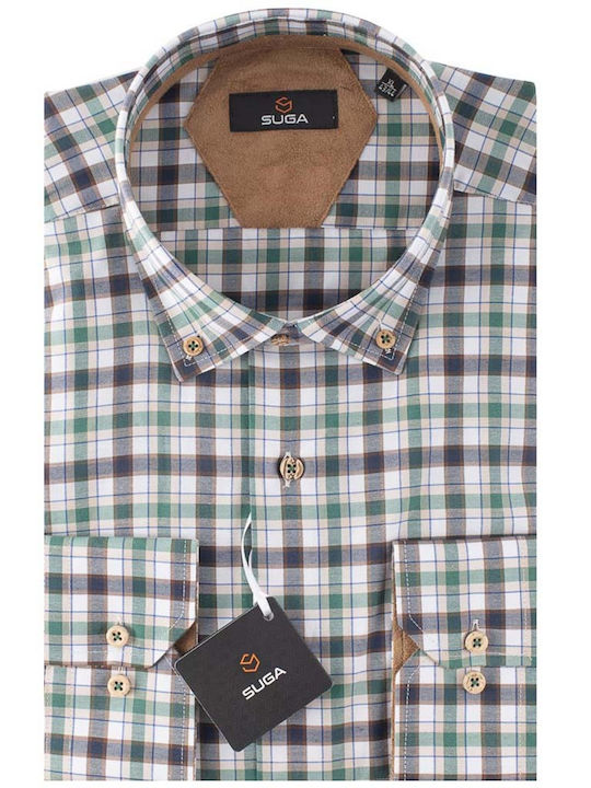 Long Sleeve Shirt Regular Fit Checked Green