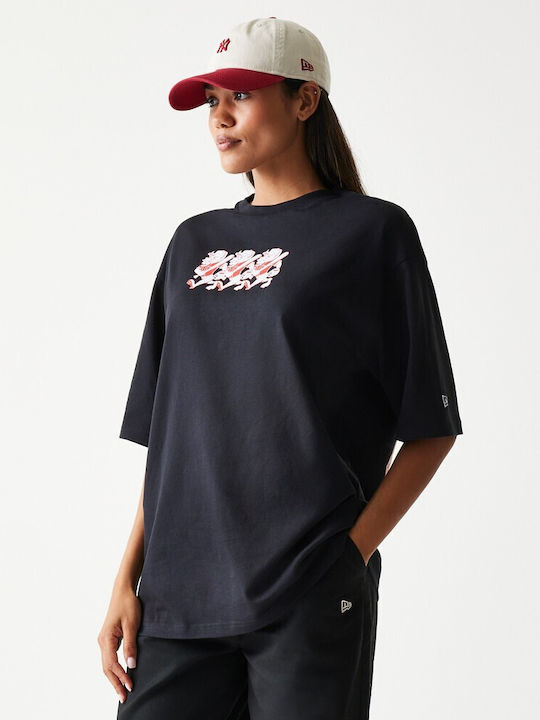 New Era Baseball Cows Character Graphic Black Oversized T-shirt
