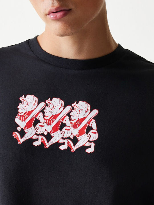 New Era Baseball Cows Character Graphic Black Oversized T-shirt