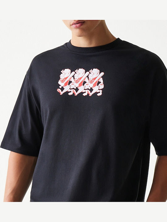 New Era Baseball Cows Character Graphic Black Oversized T-shirt
