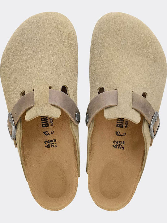 Boston Leather Winter Men's Slippers Khaki