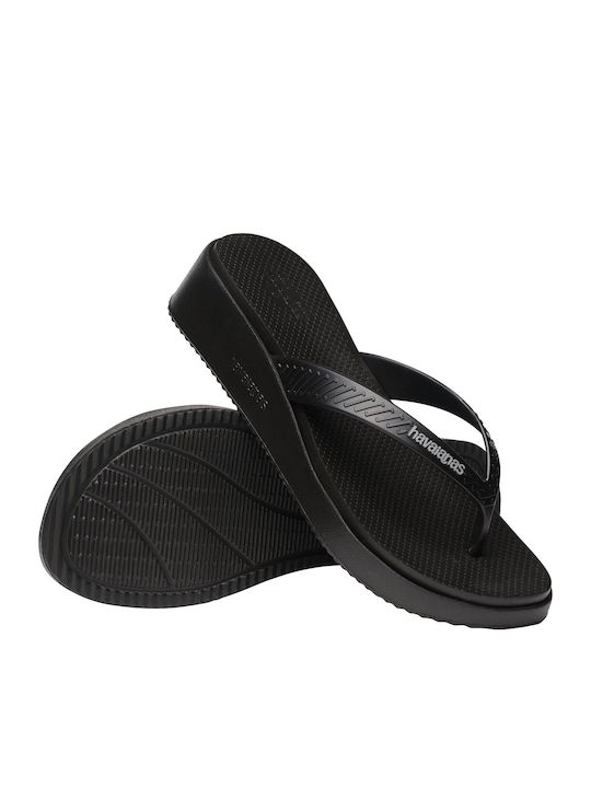 Crocus Frauen Flip Flops mit Plattform in Schwarz Farbe