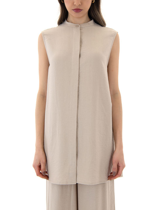 Women's Sleeveless Beige Blouse