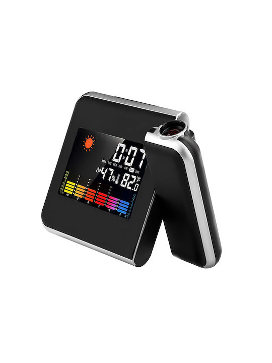 Avizar Digital Alarm Clock Time Projection Temperature Humidity Sensors Black