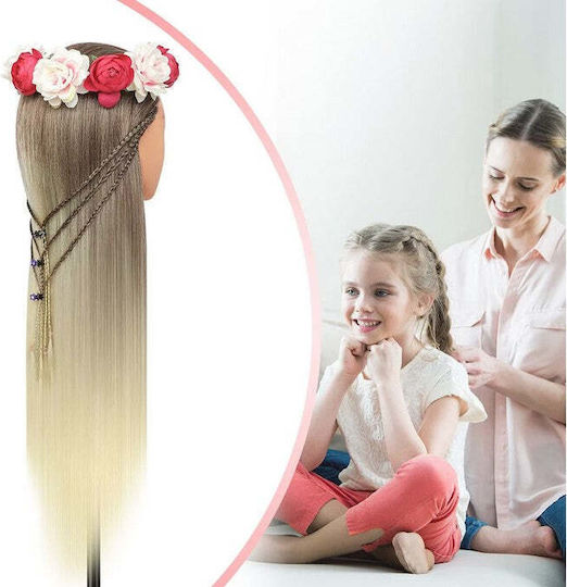 Manchină Practică Cap Ombre 65cm Păr Des Gros Pentru Coafor Suport