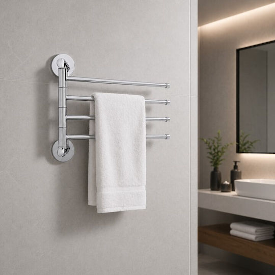 ForHome Suporturi Prosoape De Baie 4 Locuri Montat Pe Perete Cu Șuruburi 34x22cm Argintiu