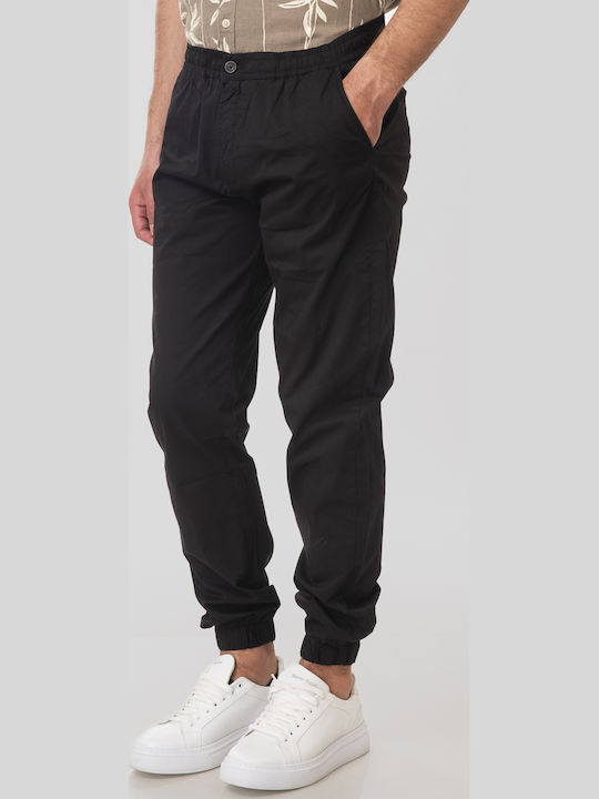 Men's Chinos Elastic in Straight Leg Style Black