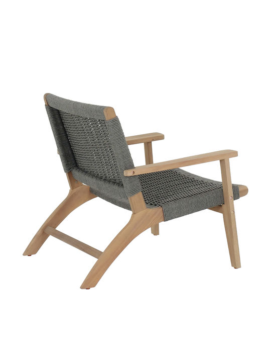 Πολυθρόνα Εξωτερικού Χώρου Ξύλινη Lounge Γκρι 78x62x67εκ.