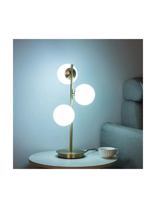 Luminastar Lampă de Masă din Sticlă pentru Soclu E27 cu Abajur Alb și Bază