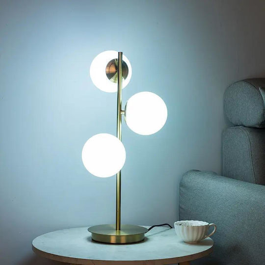 Luminastar Γυάλινο Πορτατίφ για Ντουί E27 με Λευκό Καπέλο και Βάση