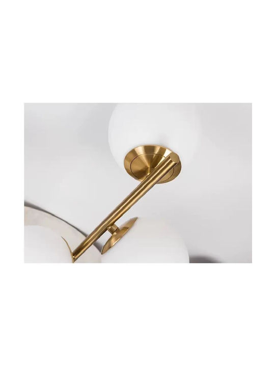 Luminastar Lampă de Masă din Sticlă pentru Soclu E27 cu Abajur Alb și Bază