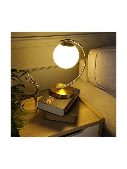 Luminastar Lampă de Masă din Sticlă pentru Soclu E27 cu Abajur Alb și Bază