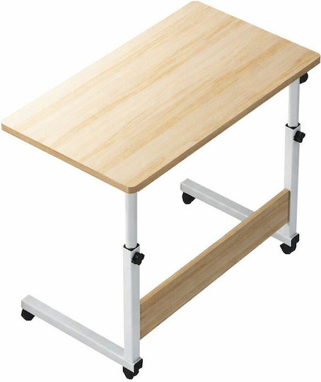 Wooden Desk White/Beige with Metal Legs & Adjustable Height 80x40x66.5cm