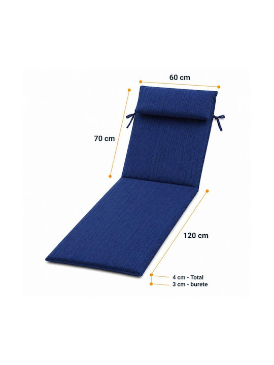 Pucioasa Pernă pentru Pat de Soare cu Spătar Navy Blue 60x190 cm