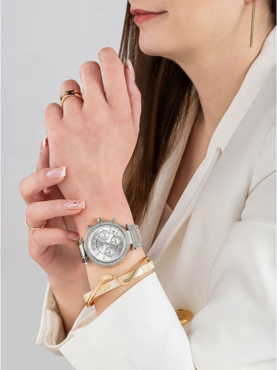Giewont Womens Chronograph Battery Watch With Silver Metal Bracelet