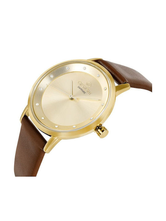 Giewont Womens Watch 34mm Battery With Brown Leather Strap