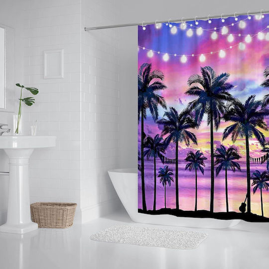 Waterproof Κουρτίνα Μπάνιου Υφασμάτινη 180x180cm Pink