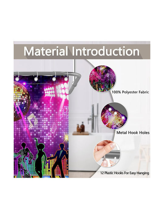 Retro Disco Cortină De Duș Impermeabilă Din Țesătură 180x180cm Multicolor