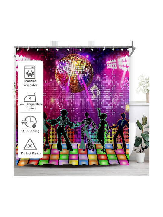 Retro Disco Cortină De Duș Impermeabilă Din Țesătură 180x180cm Multicolor