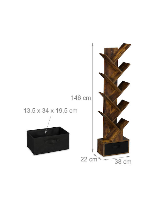 Стенен Рафт Кафяво/Черно 38x22x146см