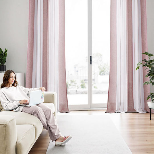 Curtains Set with Grommets Pink 140x245cm