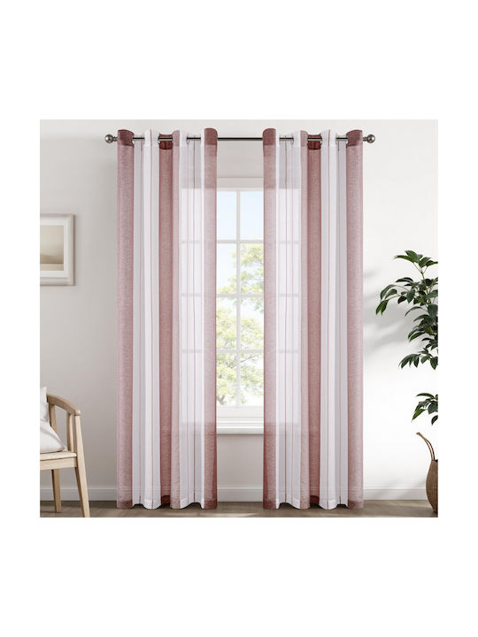 Set Perdele Pentru Fereastră Cu Capse Roz 140x245cm