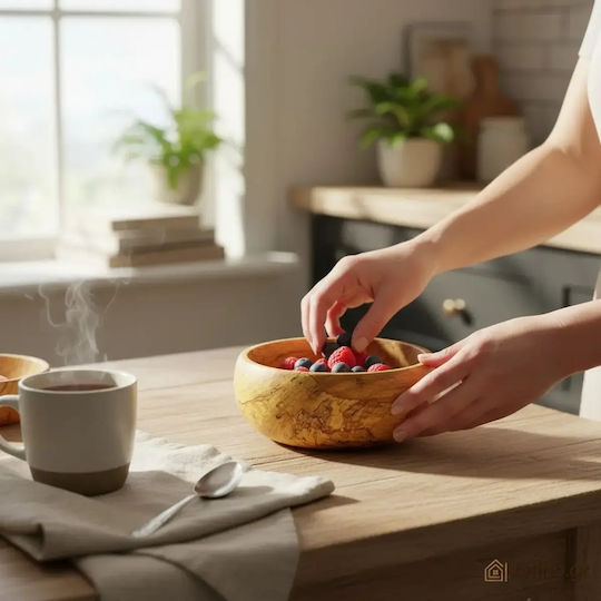 Round Wooden Serving Bowl for Dip with Diameter 14cm bl610