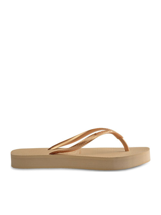 Slim Flatform Women's Platform Flip Flops Gold