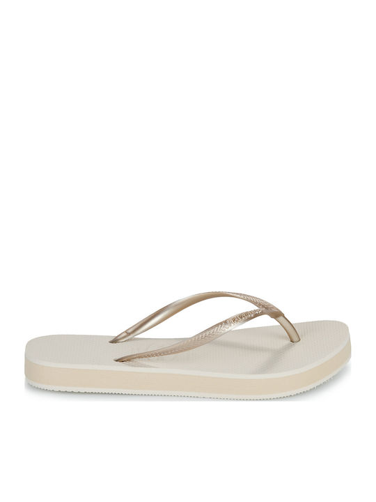 Slim Flatform Flip Flops In Gold Colour