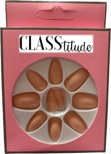 Set 12 Matte Peach Self-adhesive False Nails
