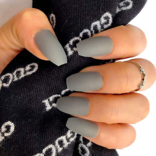 Set 24 Matt Grau Ballerina Falsche Nagelspitzen