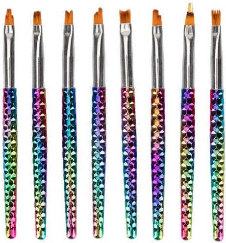 Set 8 Ombre Decoration Brushes Rainbow Handle