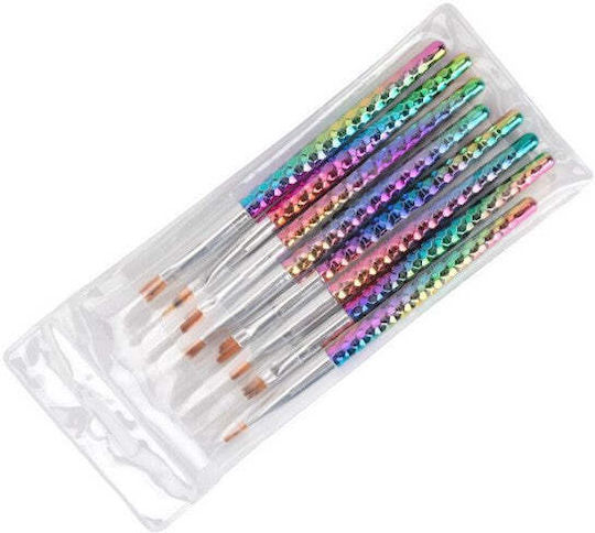 Set 8 Ombre Decoration Brushes Rainbow Handle