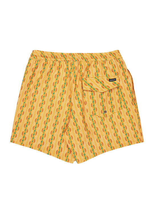 Stretch Men's Swim Shorts Yellow with Patterns