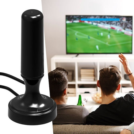 Antena TV Dvb de Interior Zola Amplificator de Semnal Conector Iec Rg-59 Recepție 360 Bază Magnetică Alimentare Usb Neagră